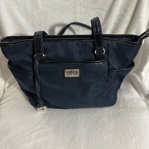 Brighton Navy Tote Bag with Silver Accents